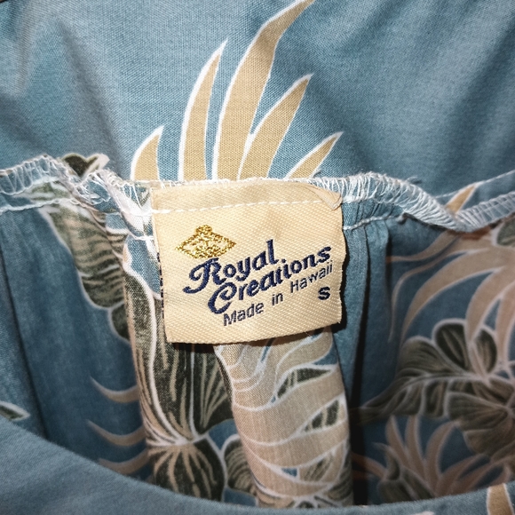 Vintage Stone Blue, Gold, & Sage Green Alohawear/Hawaiian/Tiki Royal Creations S - Picture 6 of 6